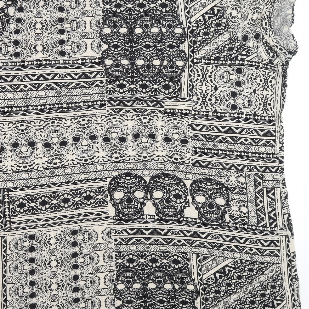 George Womens Black Geometric Viscose T-Shirt Dress Size 24 Boat Neck Pullover - Skull Print