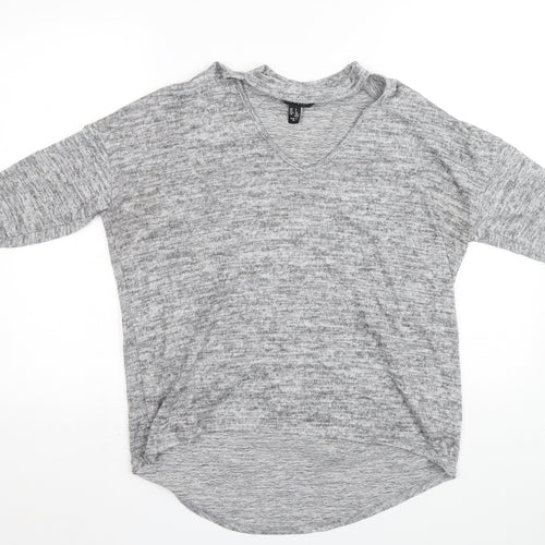 New Look Womens Grey Round Neck Polyester Pullover Jumper Size 12
