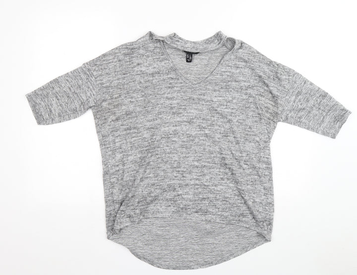 New Look Womens Grey Round Neck Polyester Pullover Jumper Size 12