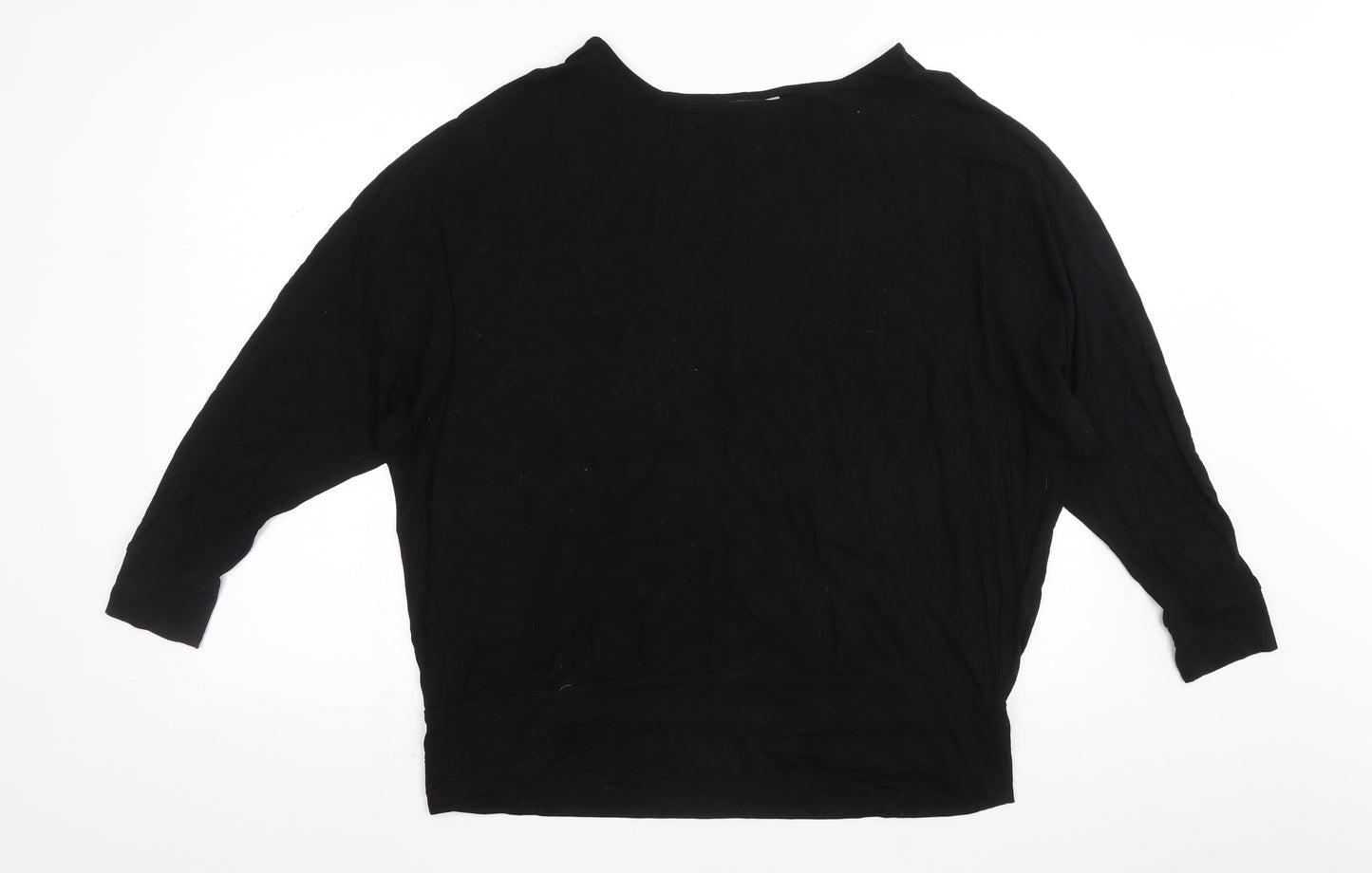 Dorothy Perkins Womens Black Viscose Basic Blouse Size 18 Boat Neck