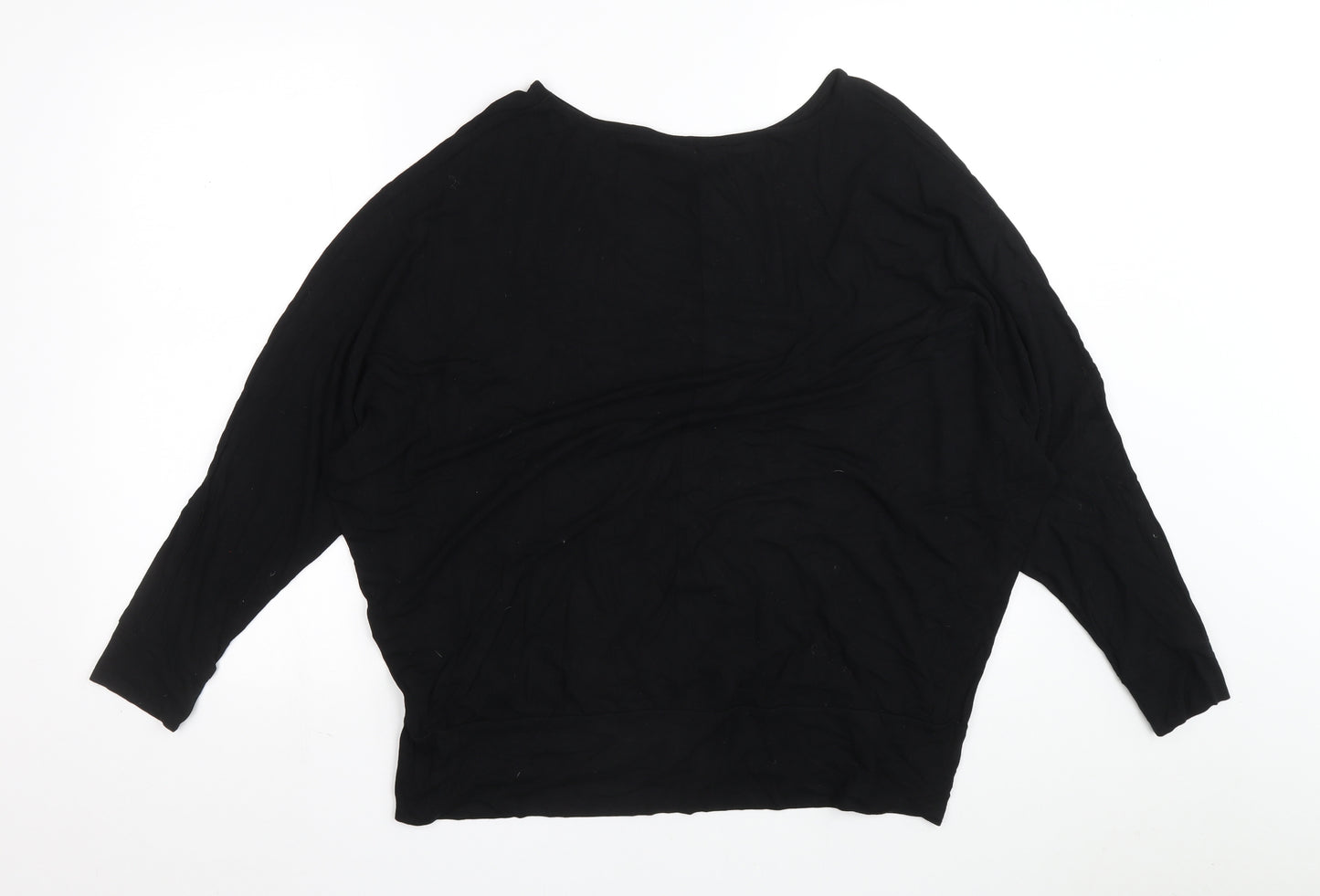 Dorothy Perkins Womens Black Viscose Basic Blouse Size 18 Boat Neck