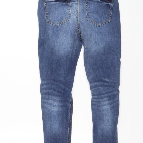 Boohoo Womens Blue Cotton Mom Jeans Size 8 L25.5 in Regular Zip