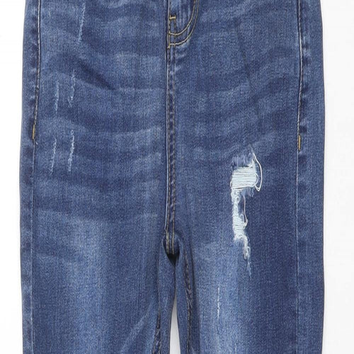 Boohoo Womens Blue Cotton Mom Jeans Size 8 L25.5 in Regular Zip