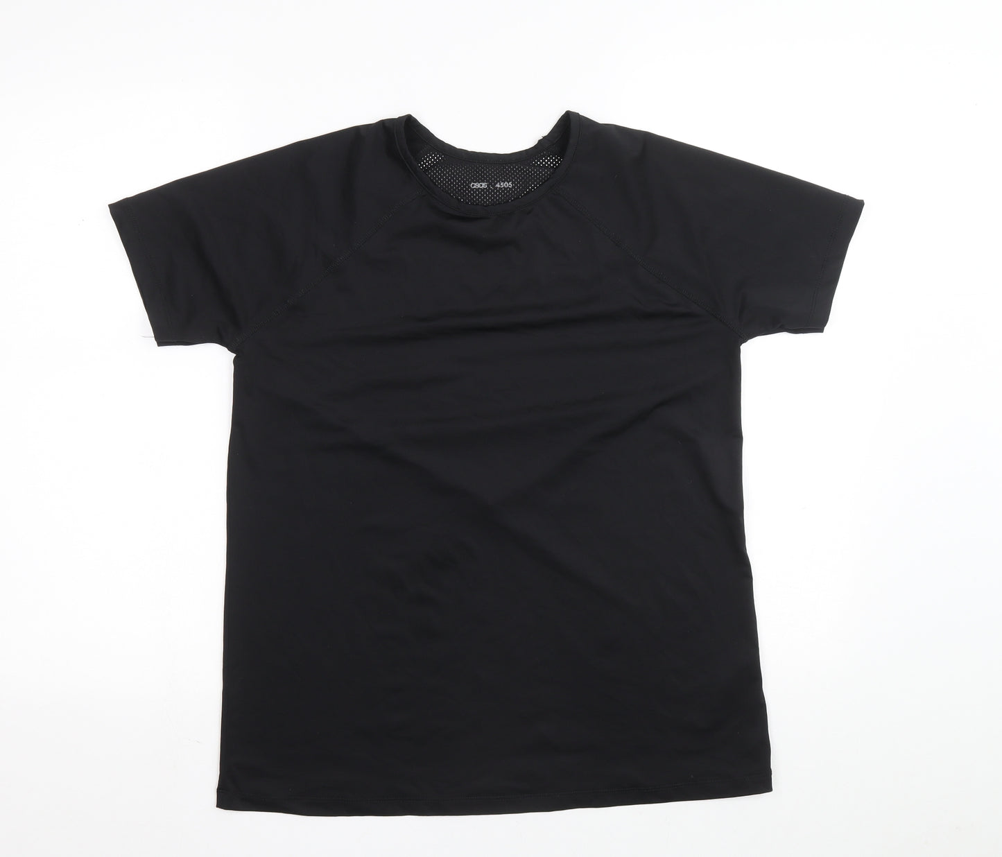 ASOS Womens Black Polyester Basic T-Shirt Size 12 Round Neck
