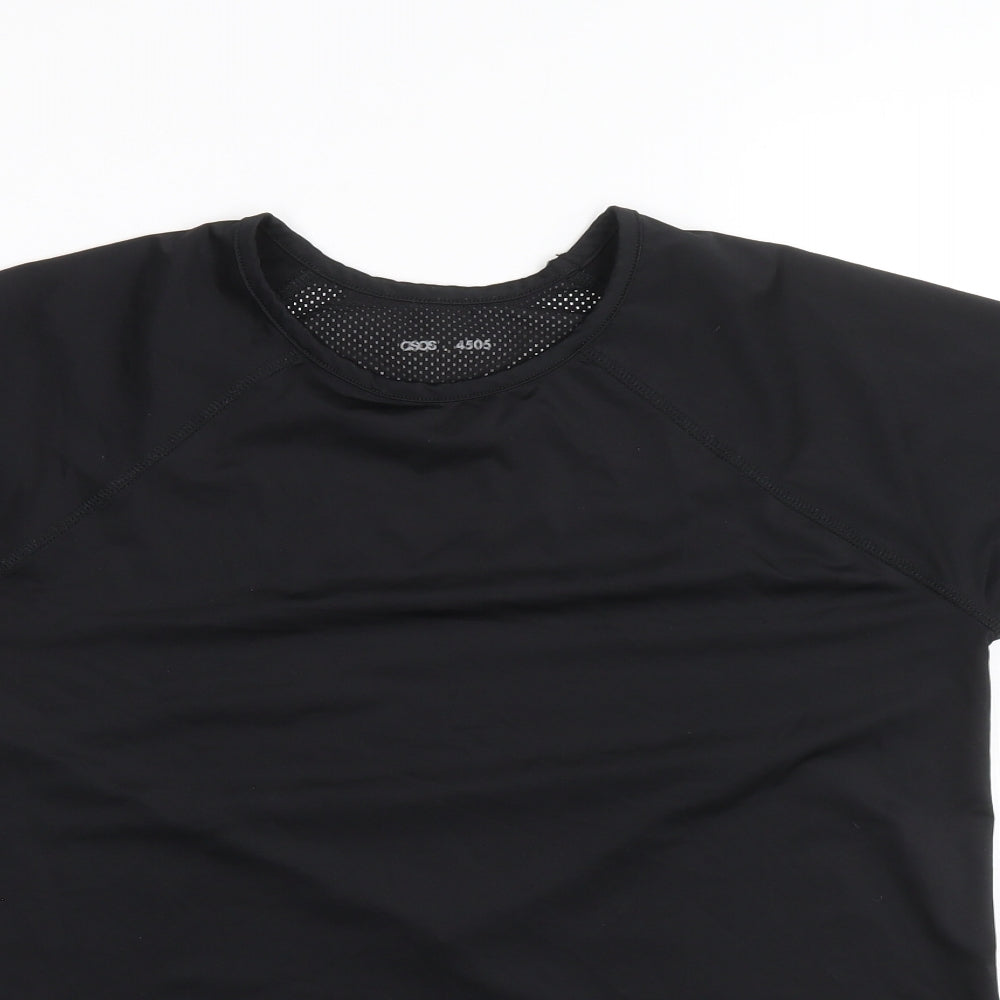 ASOS Womens Black Polyester Basic T-Shirt Size 12 Round Neck