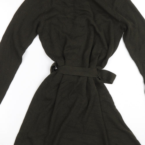 Principles Womens Green Acrylic Jumper Dress Size 12 Mock Neck Button