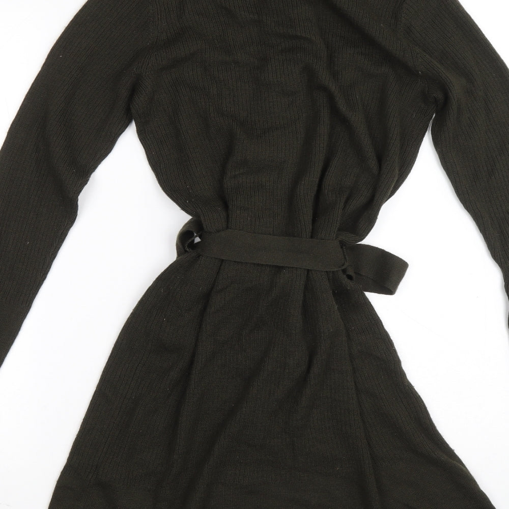 Principles Womens Green Acrylic Jumper Dress Size 12 Mock Neck Button