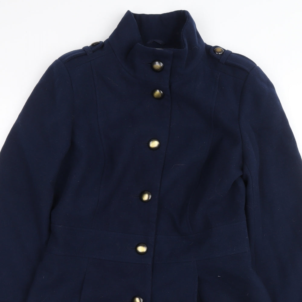Paraphrase Womens Blue Overcoat Coat Size 10 Button