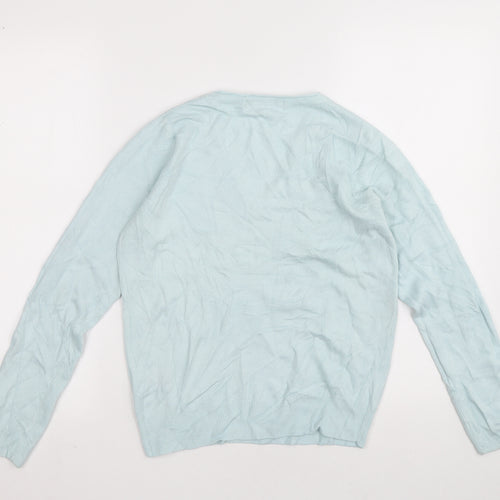 Marks and Spencer Womens Blue V-Neck Acrylic Pullover Jumper Size 8