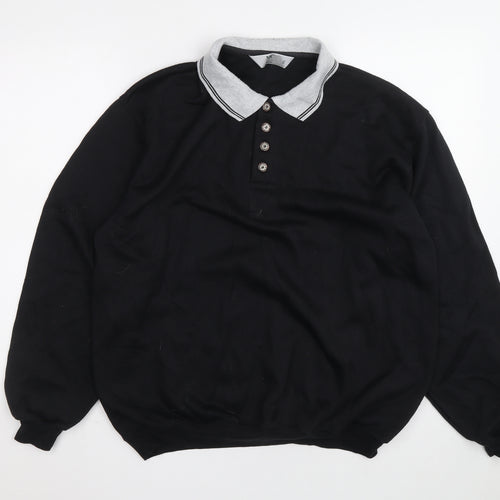 MC Classics Mens Black Polyester Polo Size S Collared Button