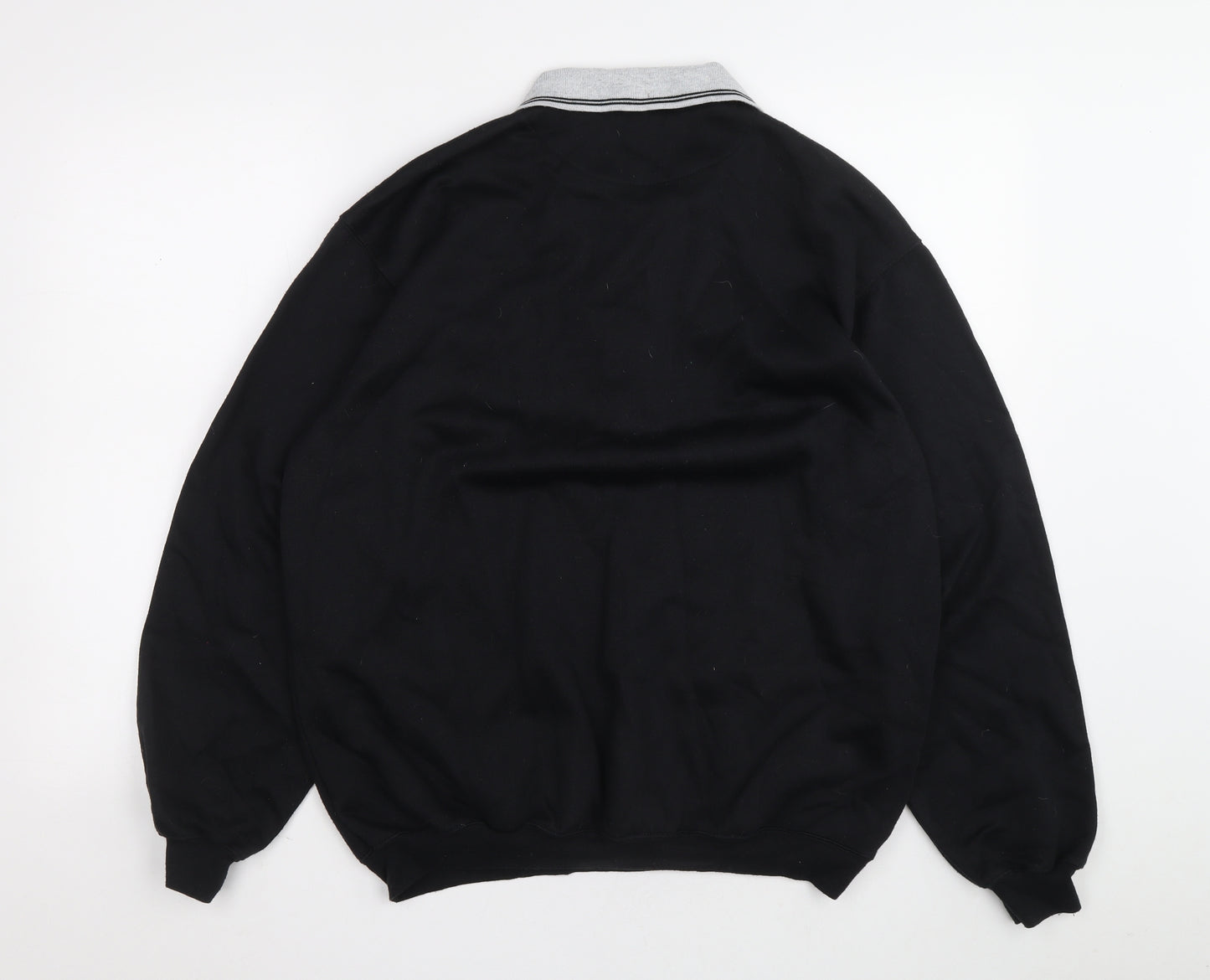 MC Classics Mens Black Polyester Polo Size S Collared Button