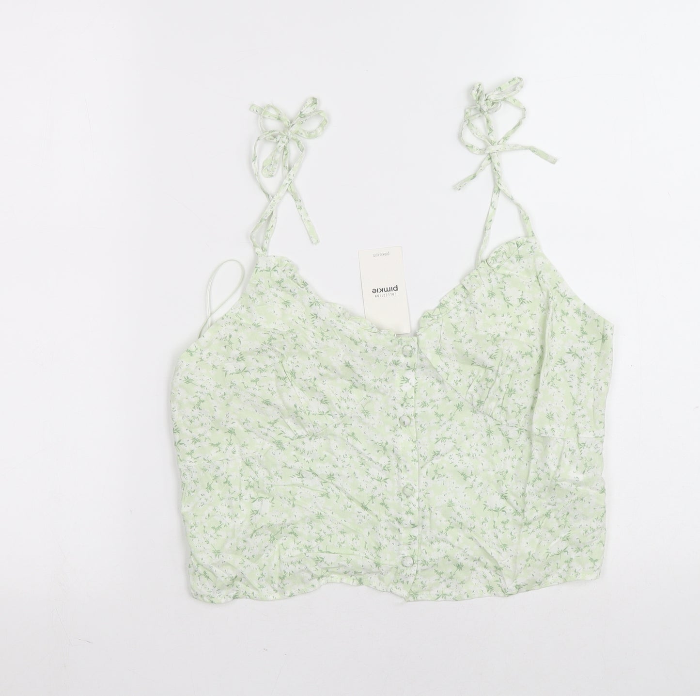 Pimkie Womens Green Floral Viscose Basic Tank Size M Sweetheart