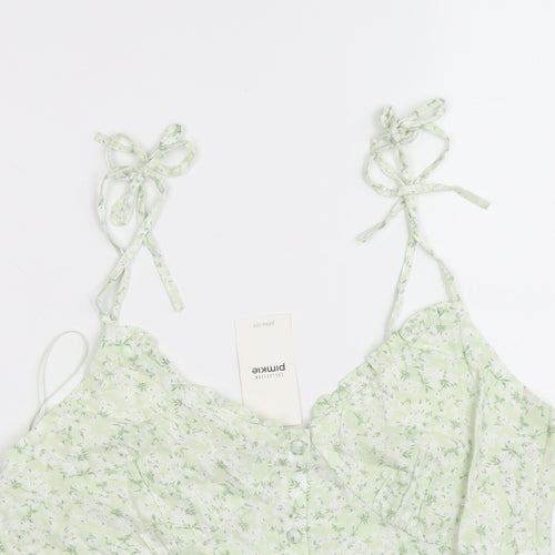 Pimkie Womens Green Floral Viscose Basic Tank Size M Sweetheart