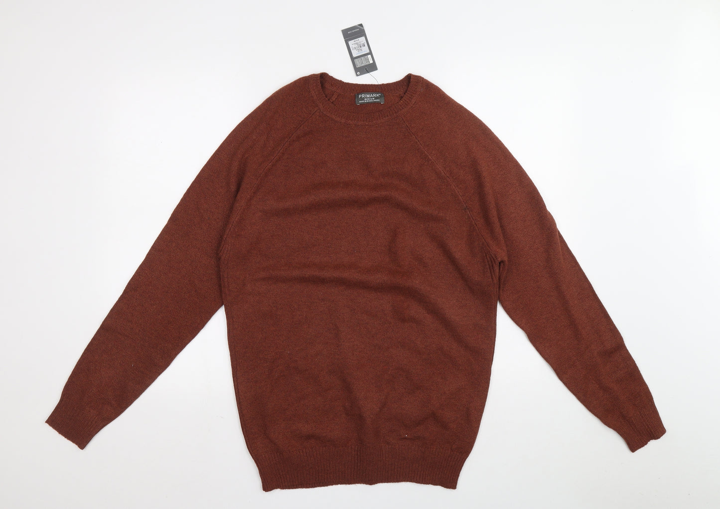 Primark Mens Brown Round Neck Polyester Pullover Jumper Size M