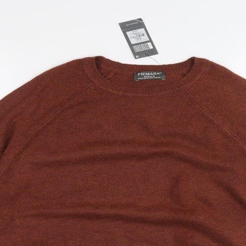 Primark Mens Brown Round Neck Polyester Pullover Jumper Size M