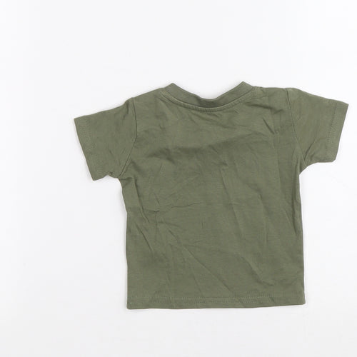 Primark Green Cotton Basic T-Shirt Size 0-3 Months Round Neck Pullover - Little dude big future