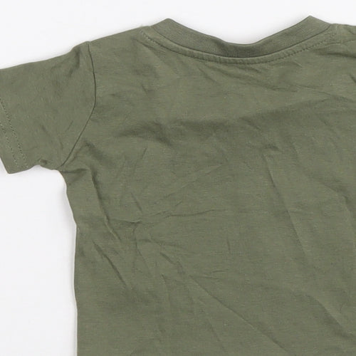 Primark Green Cotton Basic T-Shirt Size 0-3 Months Round Neck Pullover - Little dude big future