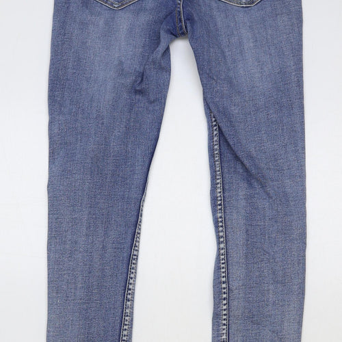 H&M Girls Blue Cotton Skinny Jeans Size 12-13 Years Regular Button - Distressed