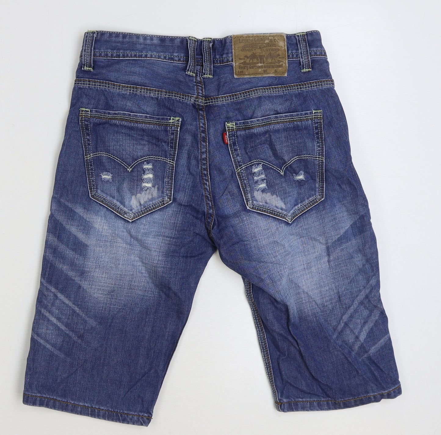 Signature by Levi Strauss & Co. Mens Blue Cotton Bermuda Shorts Size 29 in L14 in Regular Button - Distressed