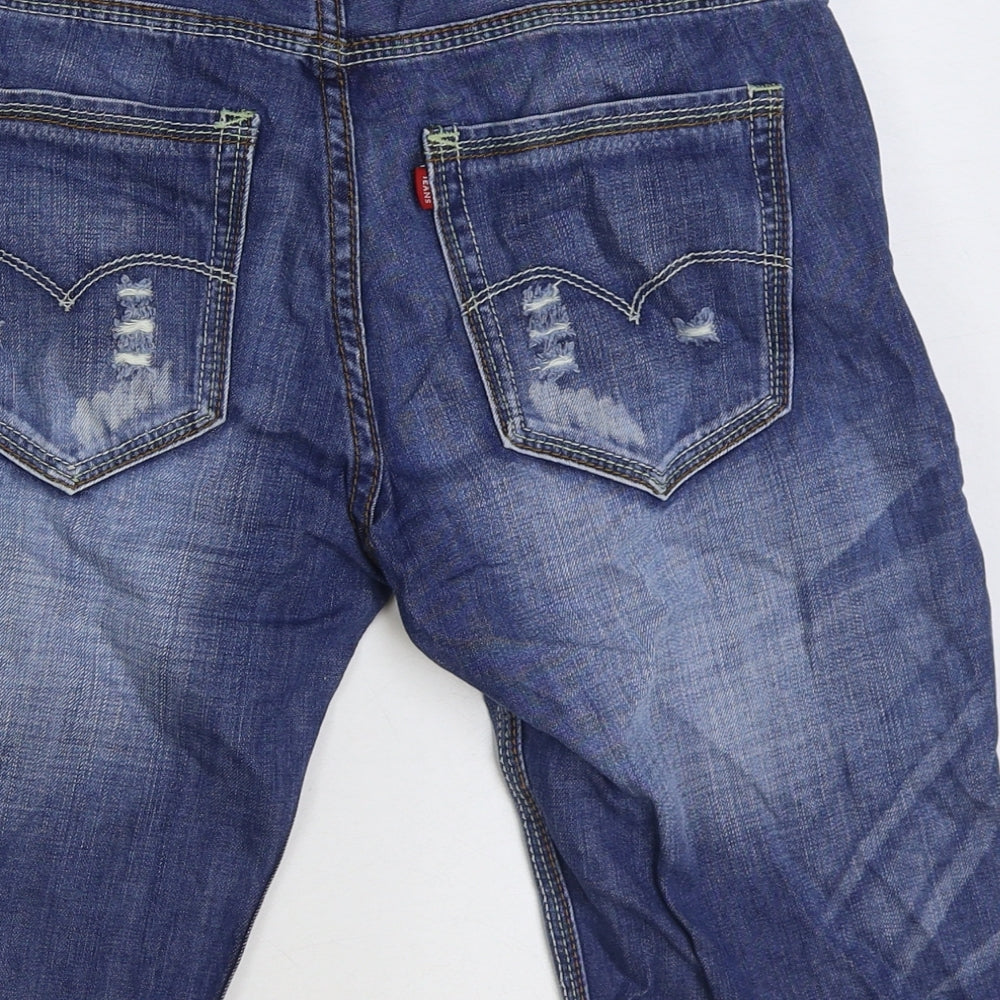 Signature by Levi Strauss & Co. Mens Blue Cotton Bermuda Shorts Size 29 in L14 in Regular Button - Distressed