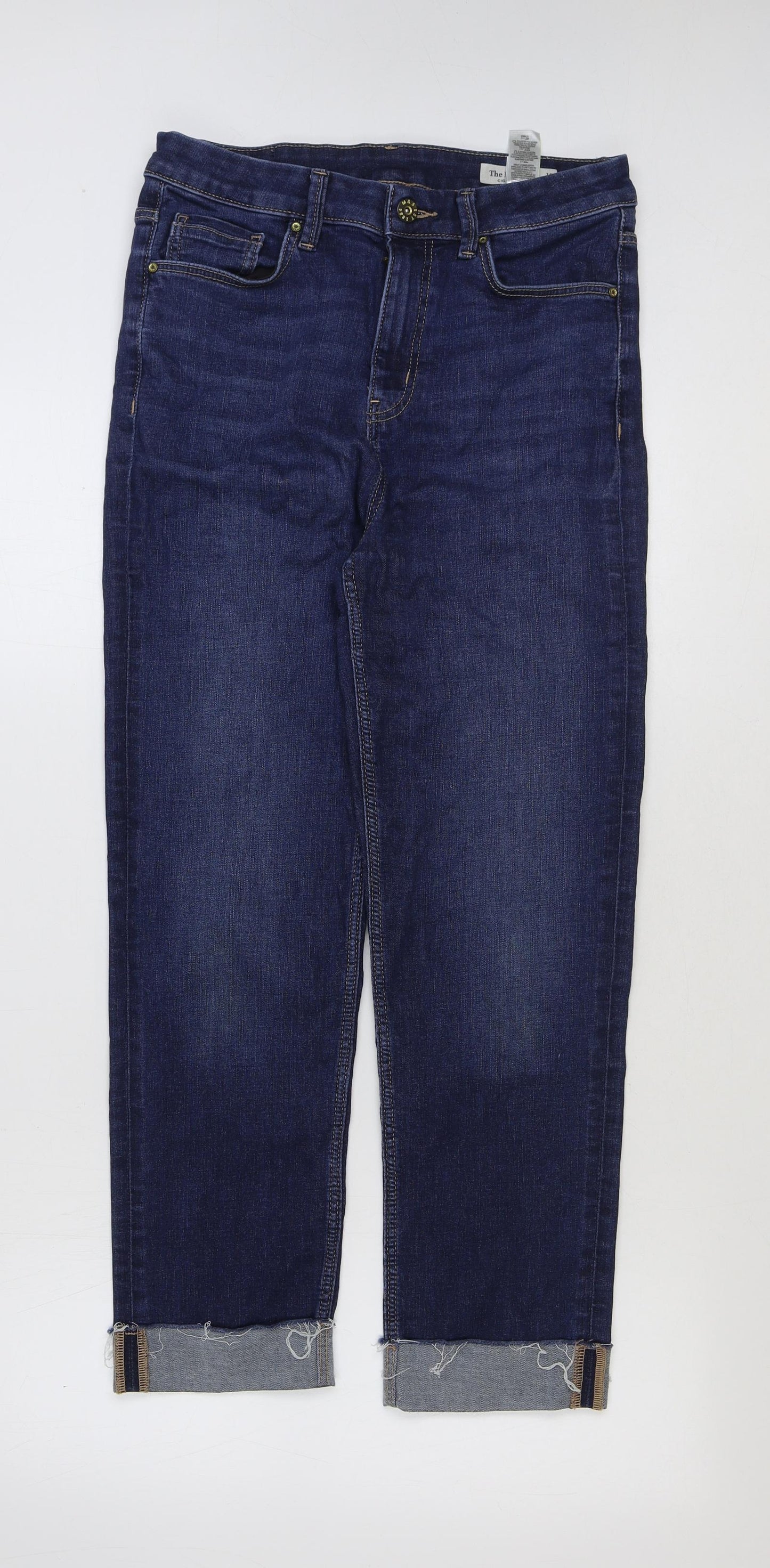 Marks and Spencer Womens Blue Cotton Straight Jeans Size 12 L26 in Regular Button