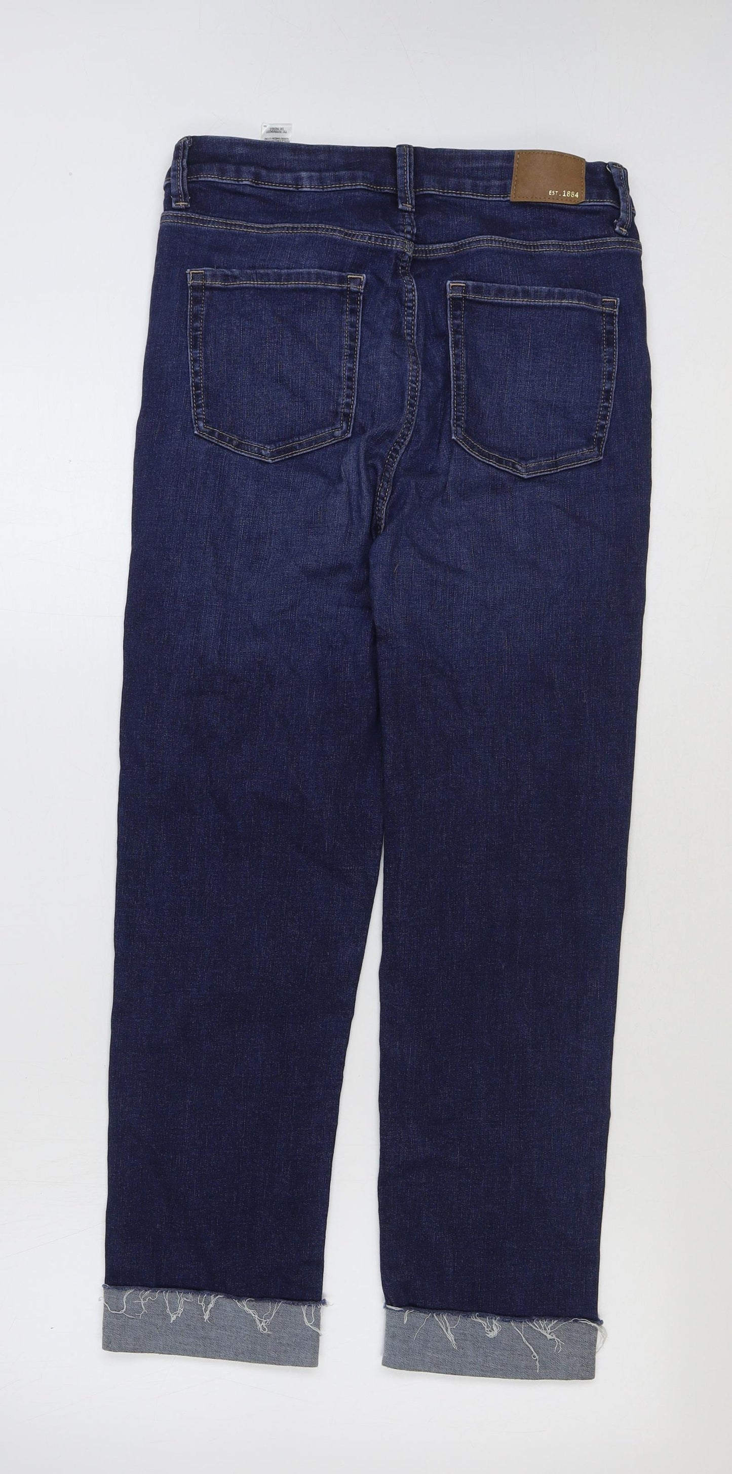 Marks and Spencer Womens Blue Cotton Straight Jeans Size 12 L26 in Regular Button