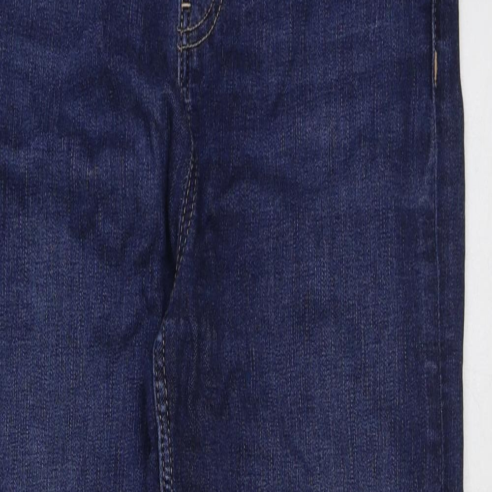 Marks and Spencer Womens Blue Cotton Straight Jeans Size 12 L26 in Regular Button
