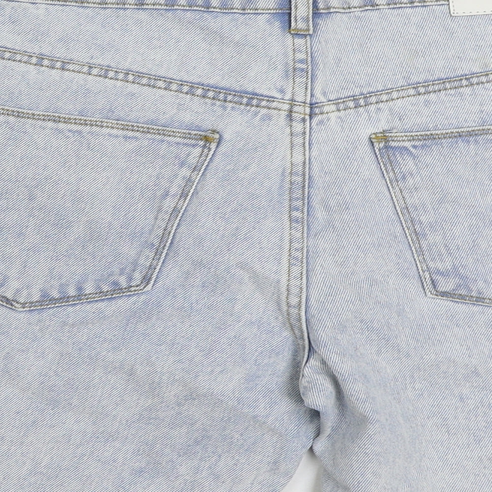 Boohoo Mens Blue Cotton Bermuda Shorts Size 32 in L8 in Regular Button
