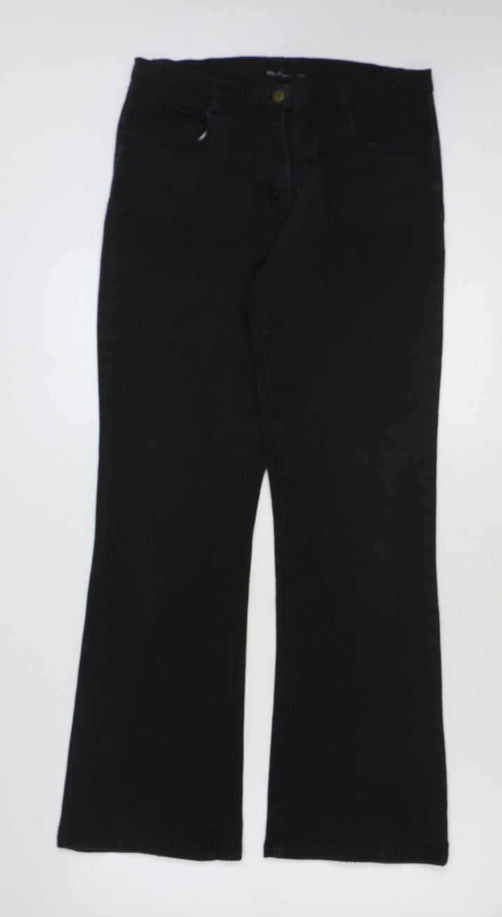 Preworn Womens Black Cotton Bootcut Jeans Size 32 in L29 in Regular Button