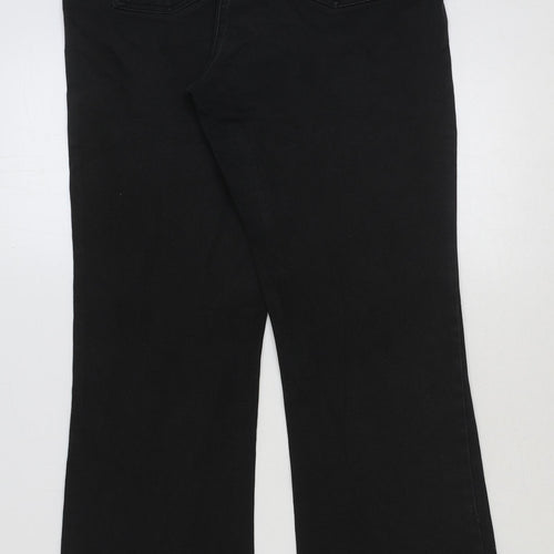 Preworn Womens Black Cotton Bootcut Jeans Size 32 in L29 in Regular Button