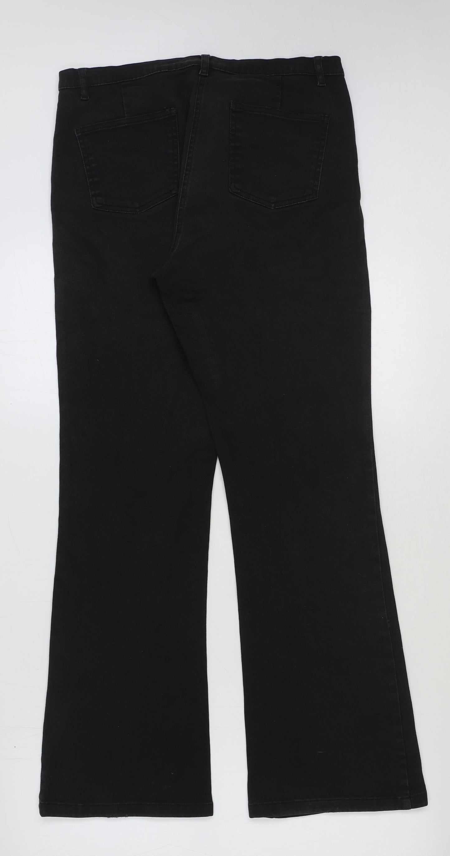 Preworn Womens Black Cotton Bootcut Jeans Size 32 in L29 in Regular Button