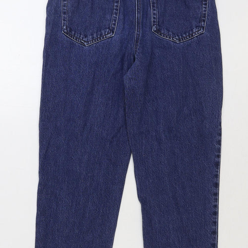 Marks and Spencer Womens Blue Cotton Mom Jeans Size 6 L26 in Regular Button