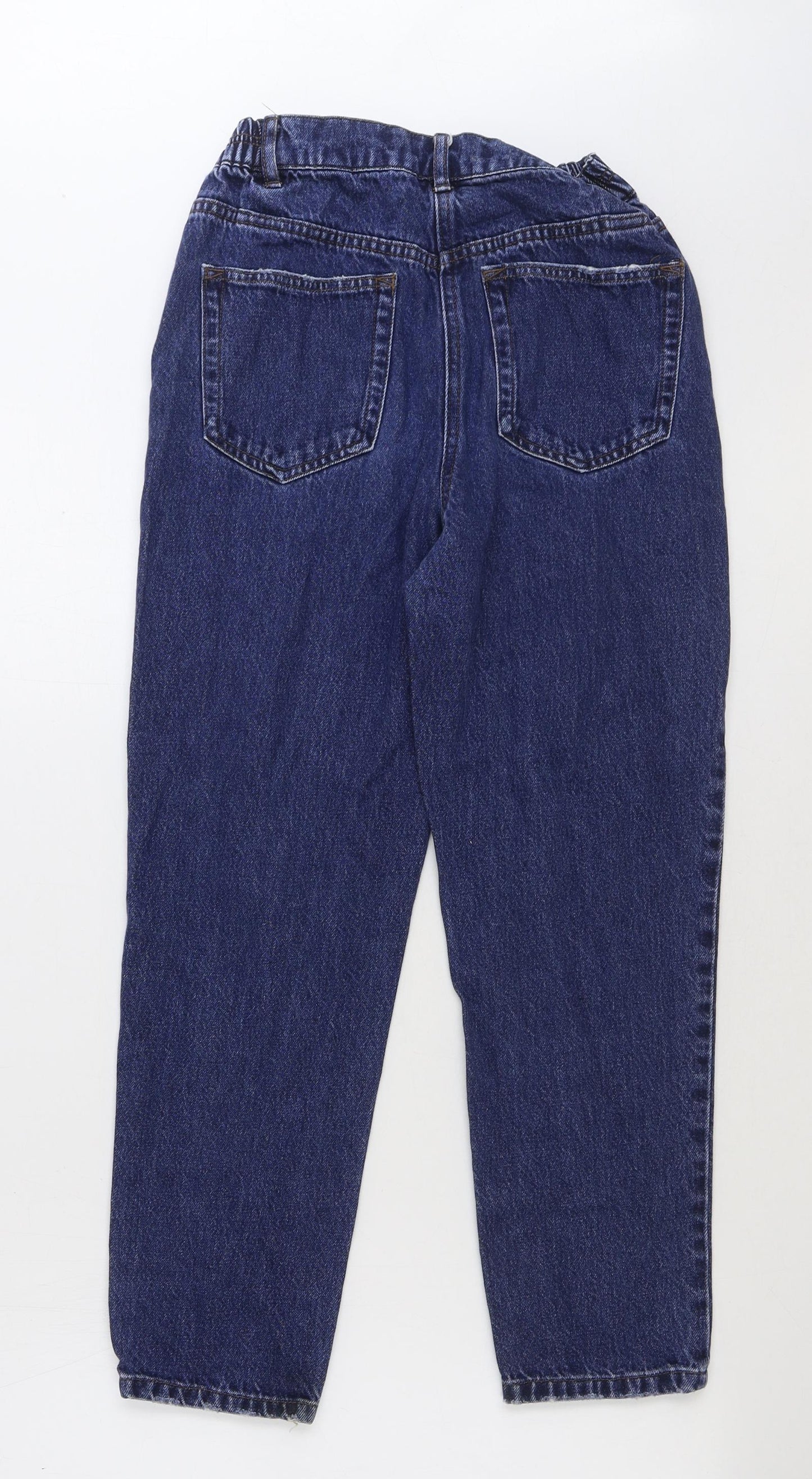 Marks and Spencer Womens Blue Cotton Mom Jeans Size 6 L26 in Regular Button