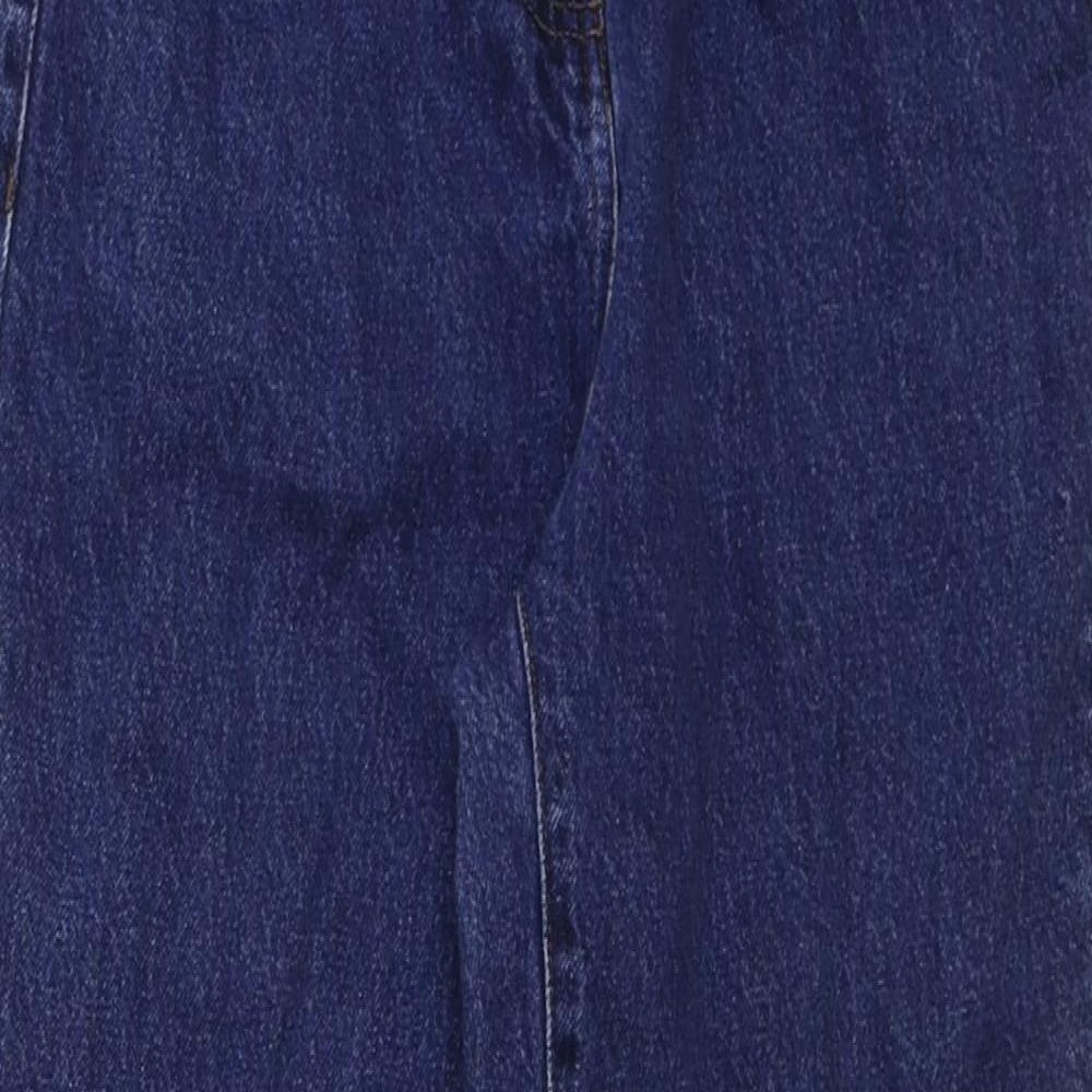 Marks and Spencer Womens Blue Cotton Mom Jeans Size 6 L26 in Regular Button