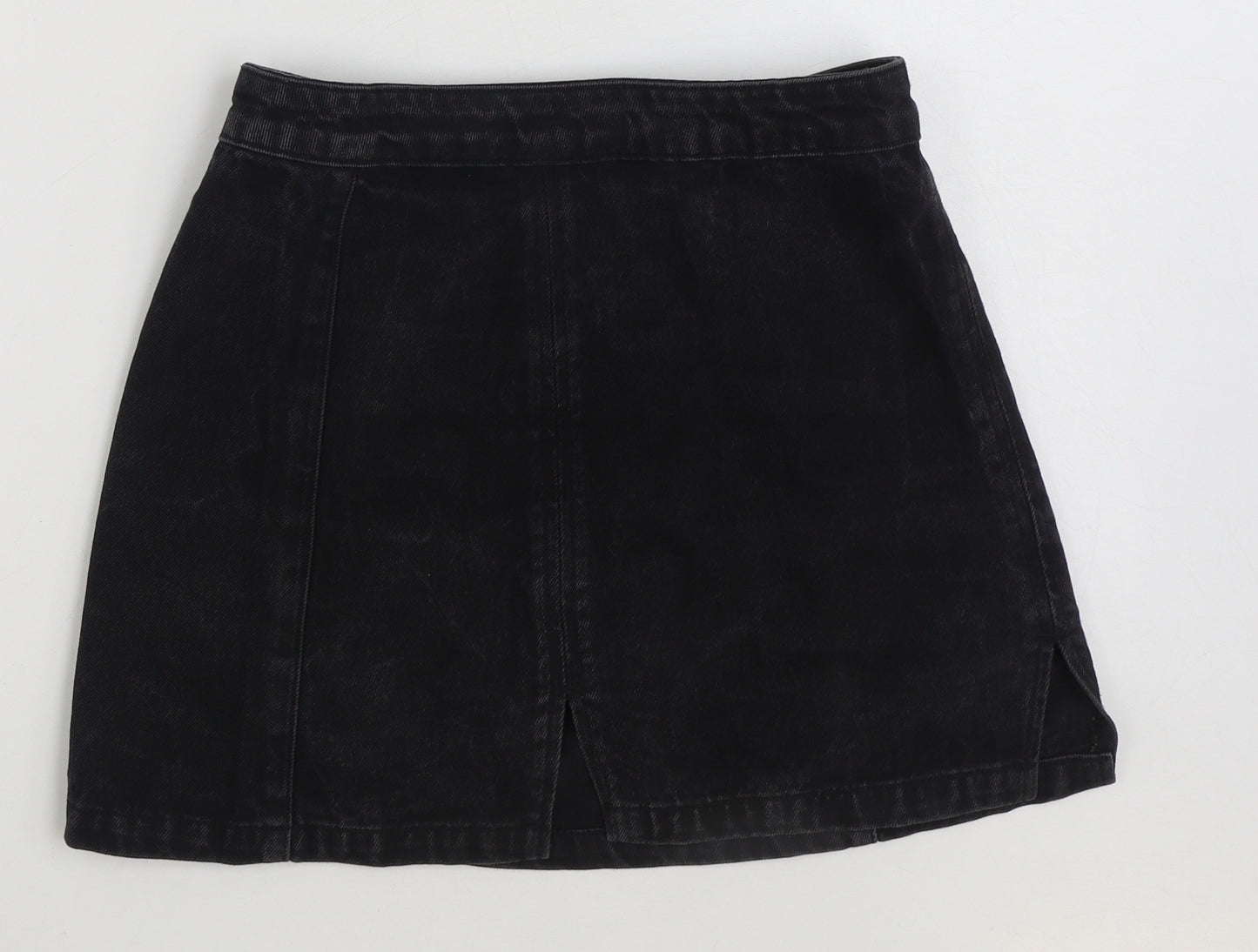 ASOS Womens Black Cotton Mini Skirt Size 10 Zip
