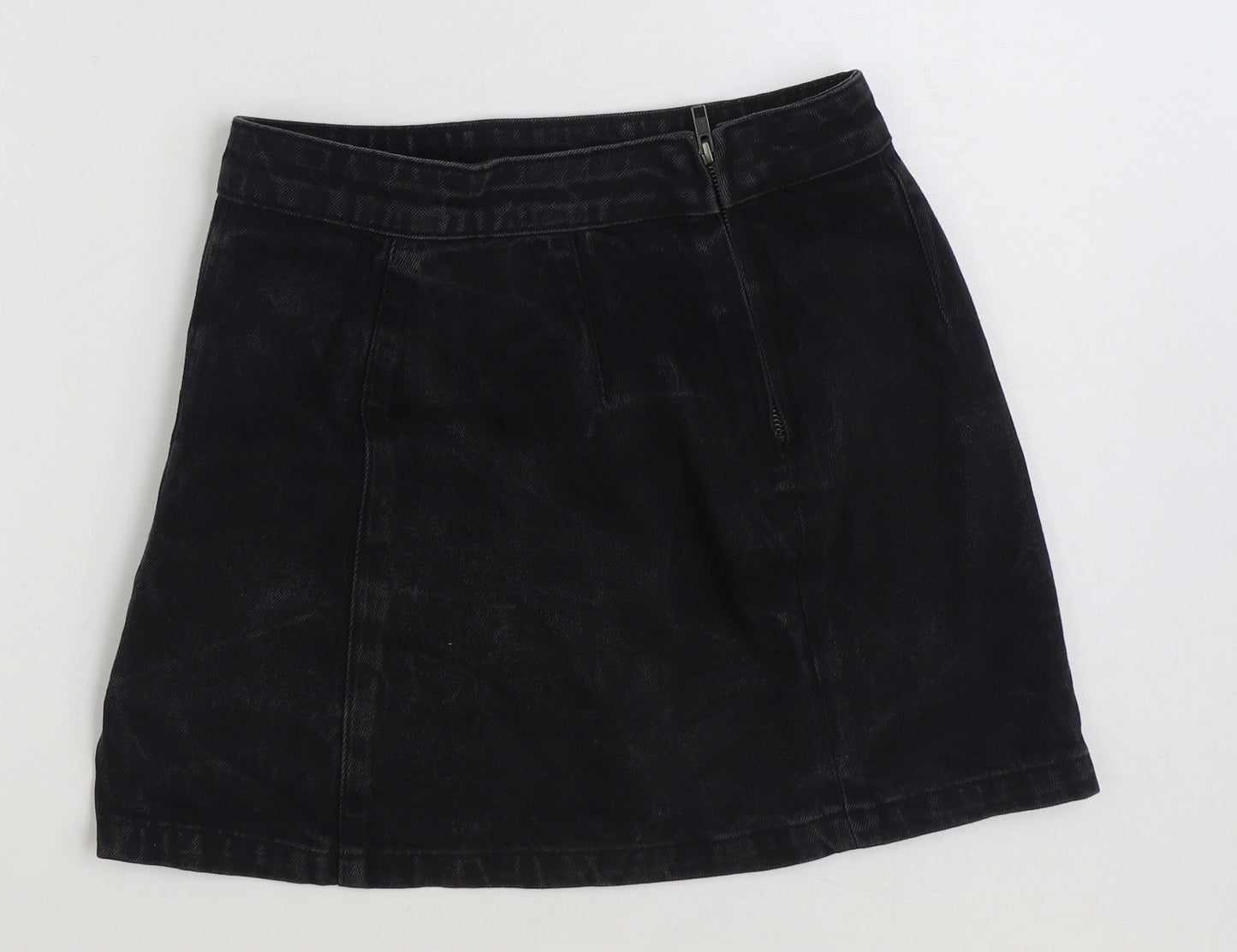 ASOS Womens Black Cotton Mini Skirt Size 10 Zip