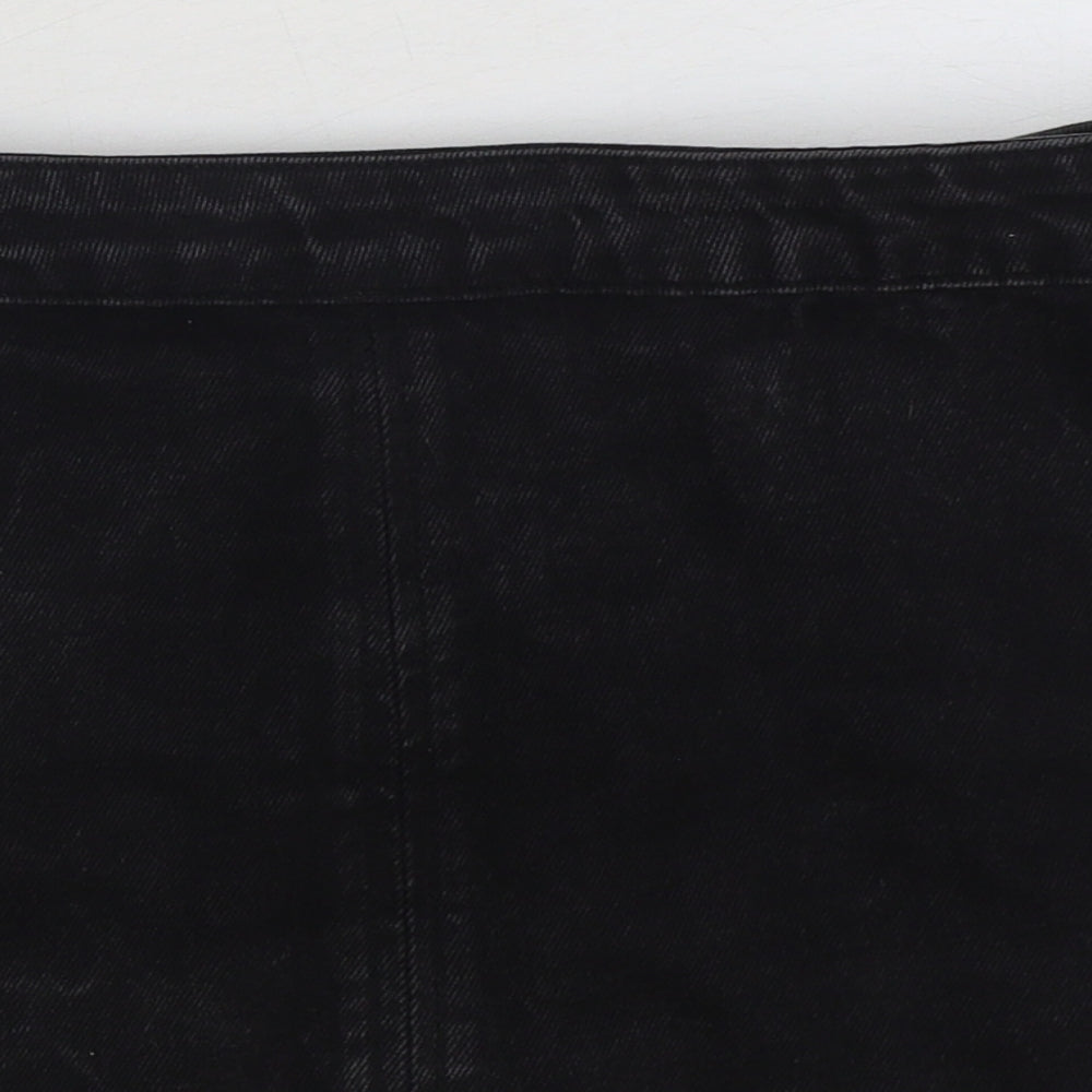 ASOS Womens Black Cotton Mini Skirt Size 10 Zip