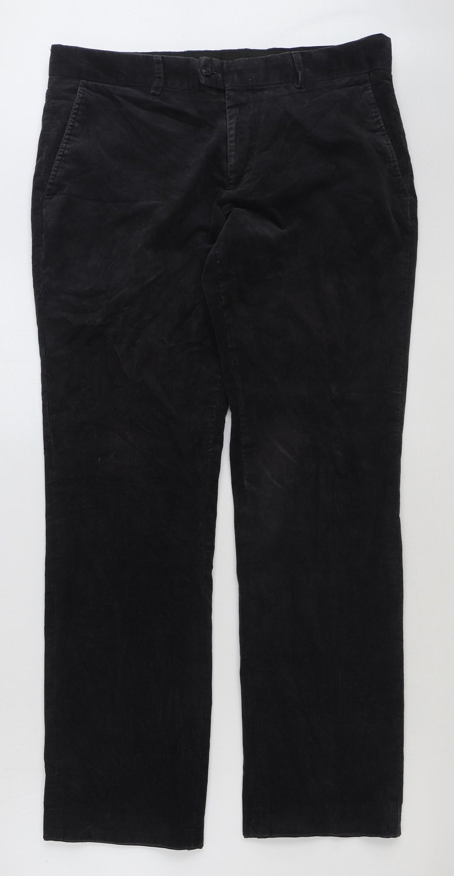 Dressman Mens Black Cotton Straight Jeans Size 34 in L21 in Regular Button
