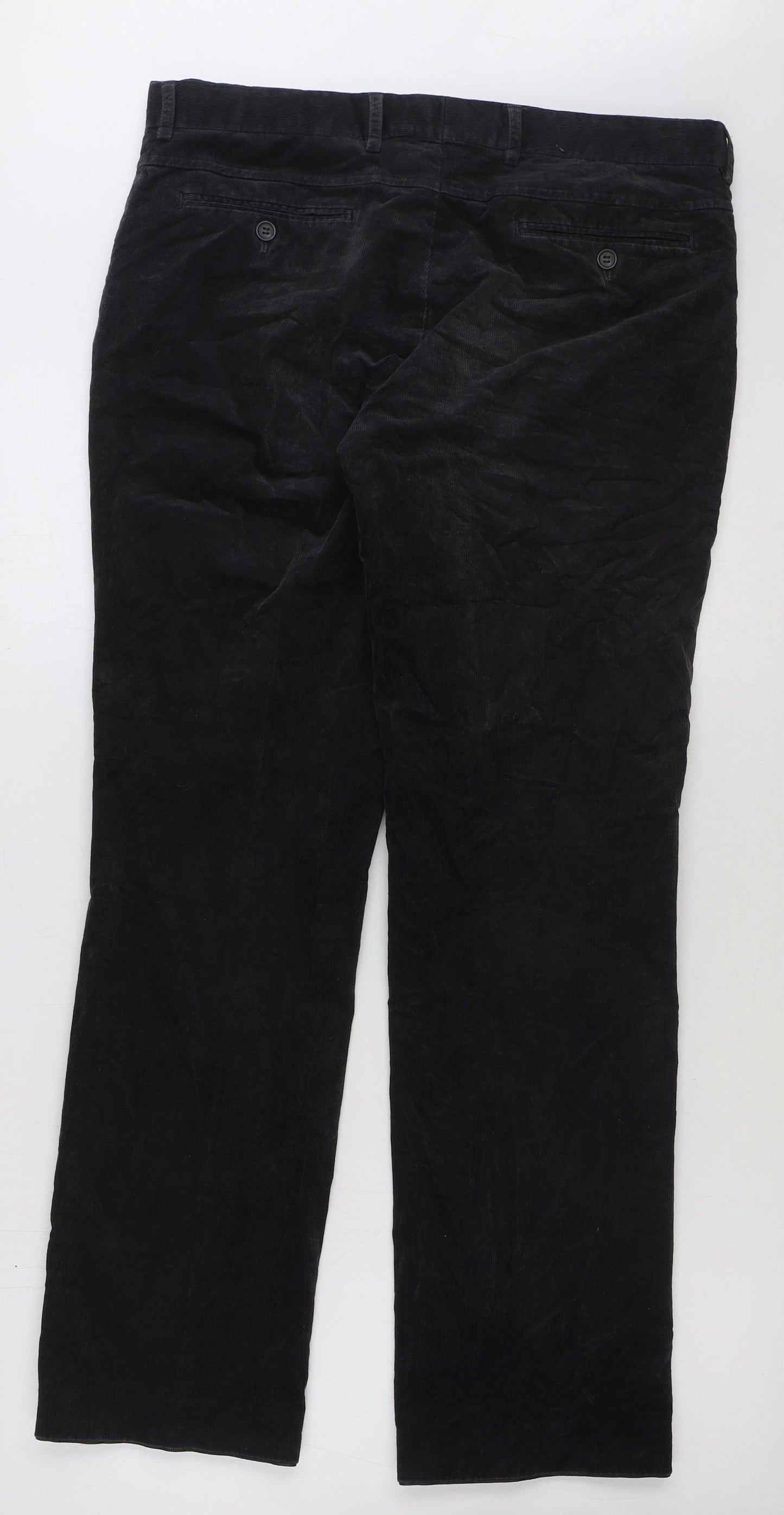 Dressman Mens Black Cotton Straight Jeans Size 34 in L21 in Regular Button