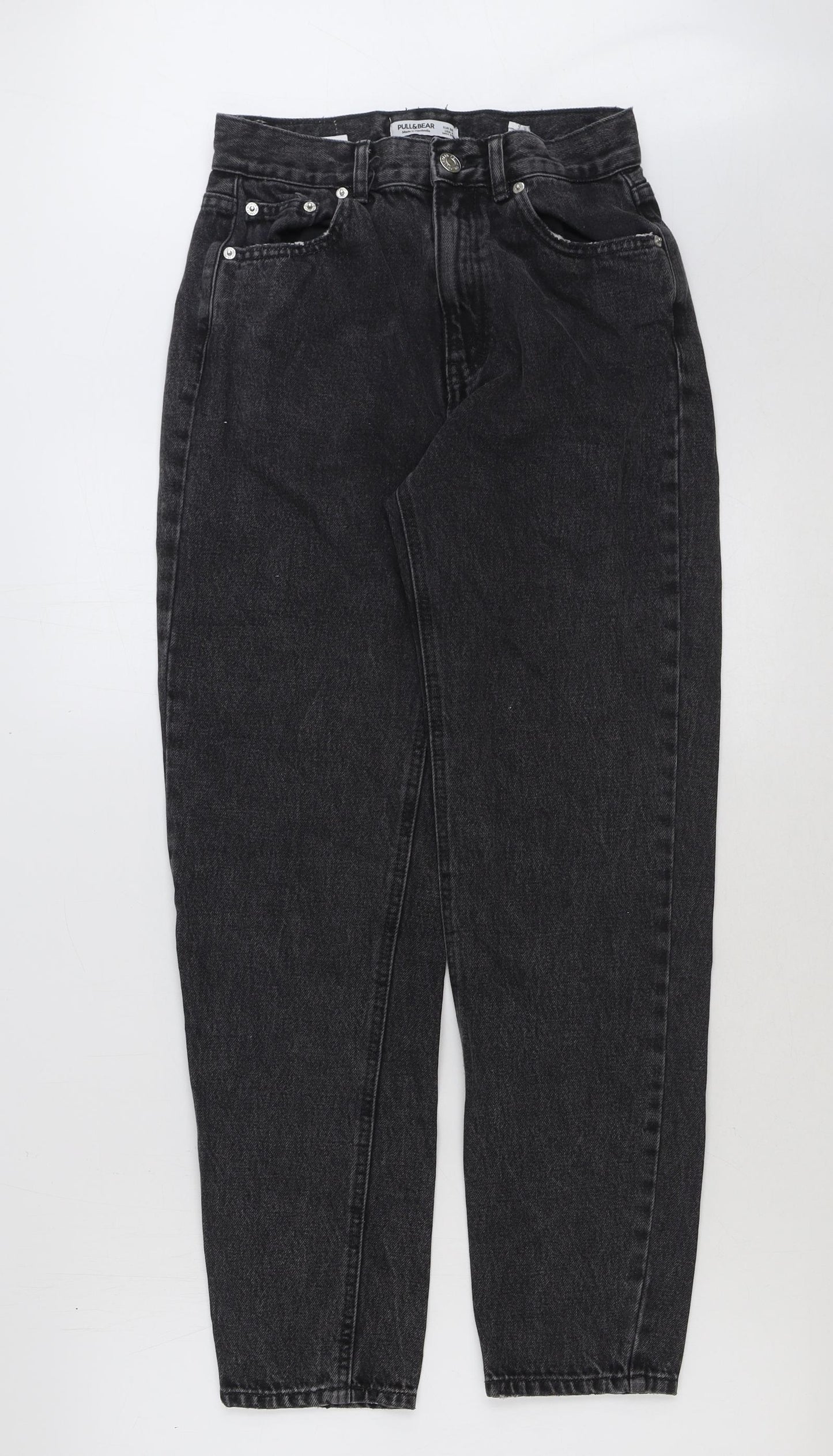 Pull&Bear Womens Grey Cotton Mom Jeans Size 8 L29 in Regular Button