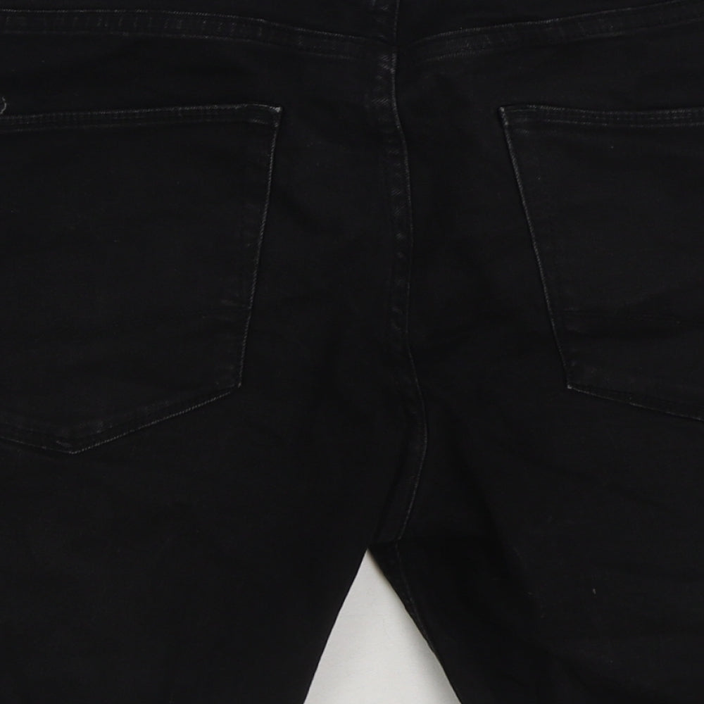 Preworn Mens Black Cotton Bermuda Shorts Size 32 in L8 in Regular Button