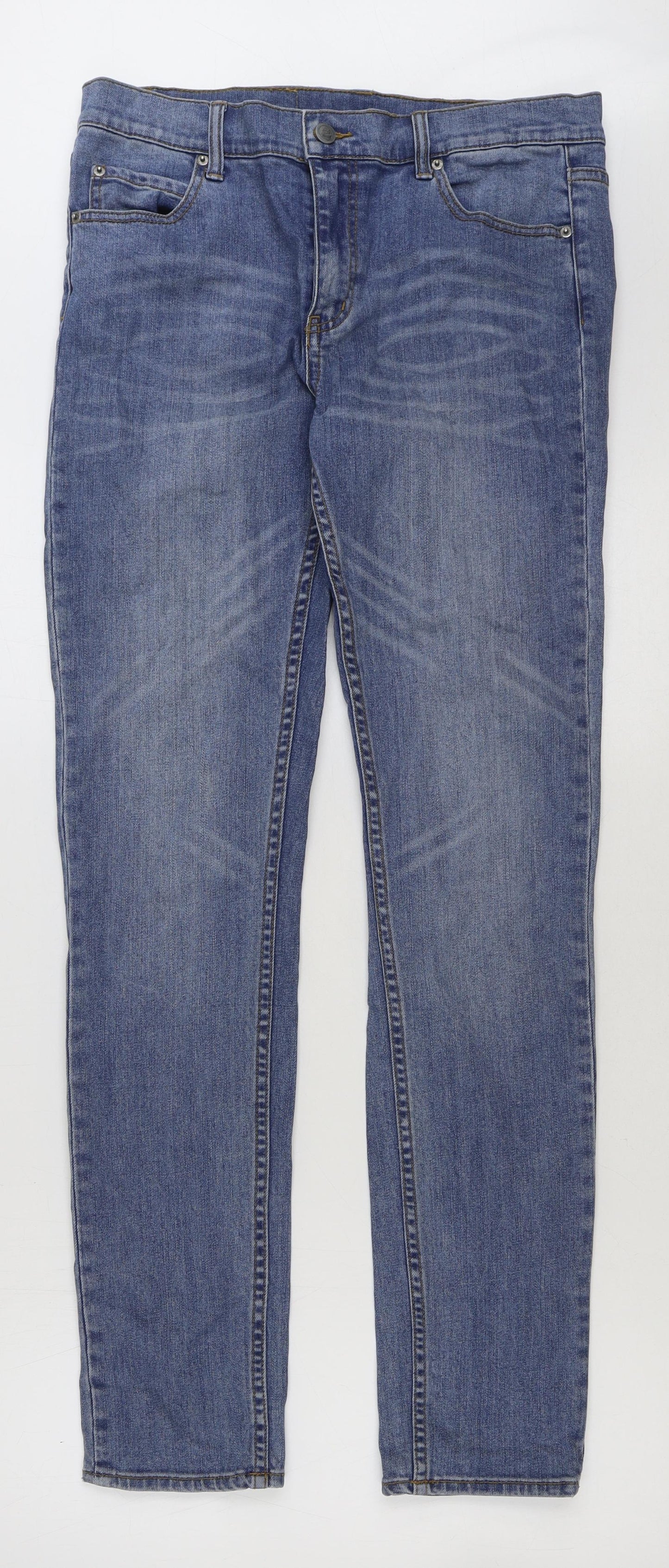 Cheap Monday Mens Blue Cotton Straight Jeans Size 33 in L32 in Regular Button