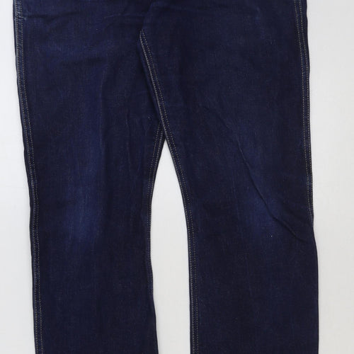 Wrangler Mens Blue Cotton Straight Jeans Size 34 in L32 in Regular Button