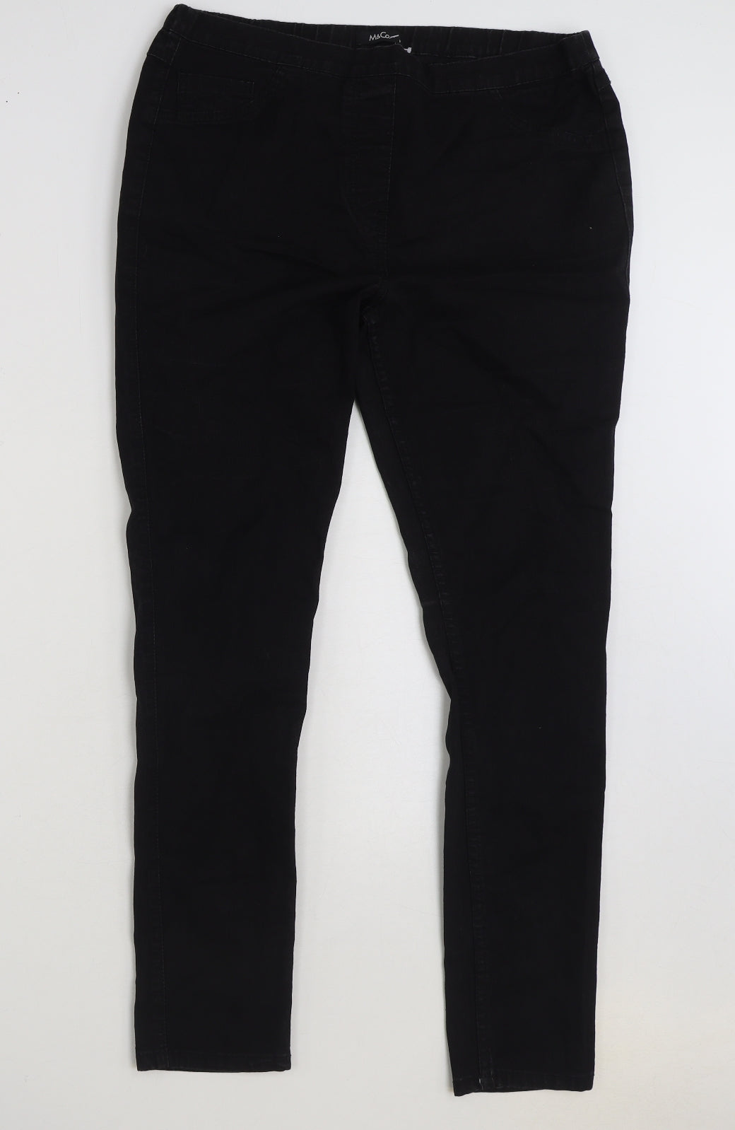 M&Co Womens Black Cotton Jegging Jeans Size 14 L29 in Regular