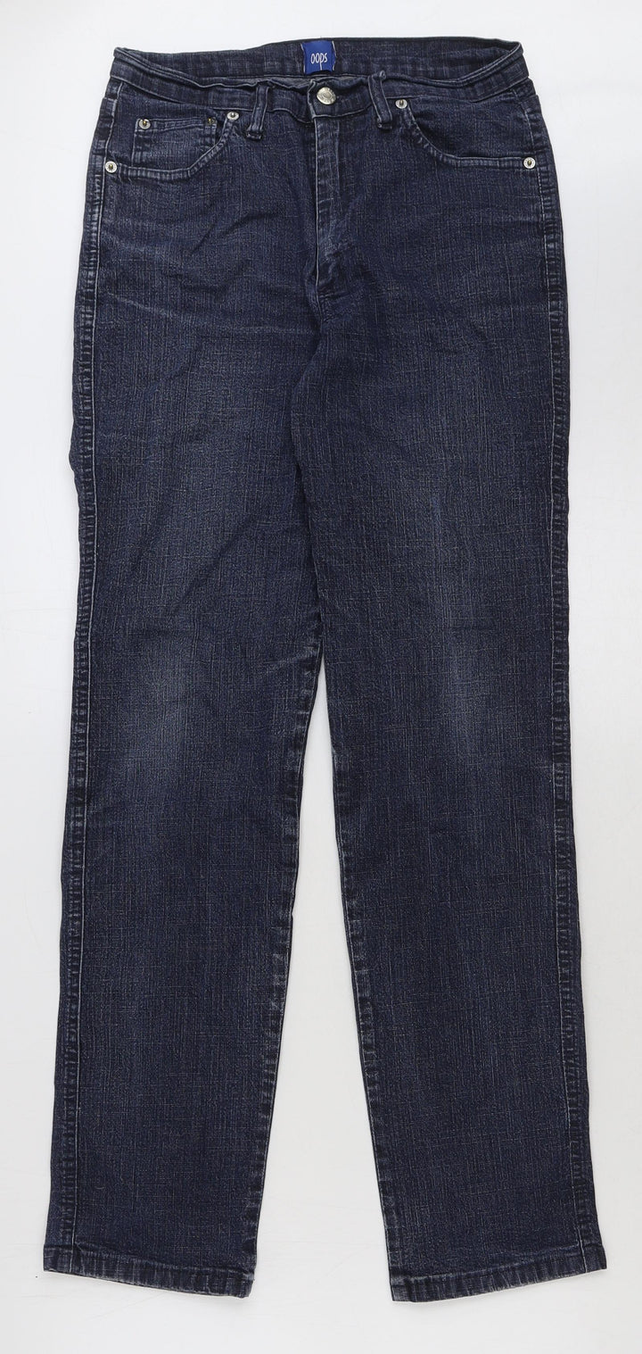 oops Womens Blue Cotton Straight Jeans Size 28 in L32 in Regular Button