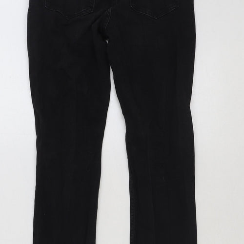 Marks and Spencer Girls Black Cotton Straight Jeans Size 11-12 Years Regular Button
