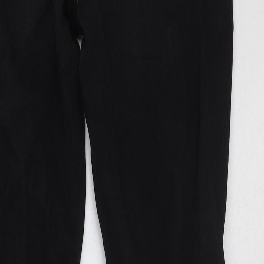 Marks and Spencer Girls Black Cotton Straight Jeans Size 11-12 Years Regular Button