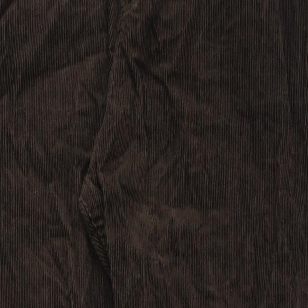 Marks and Spencer Mens Brown Cotton Trousers Size 34 in L29 in Regular Button