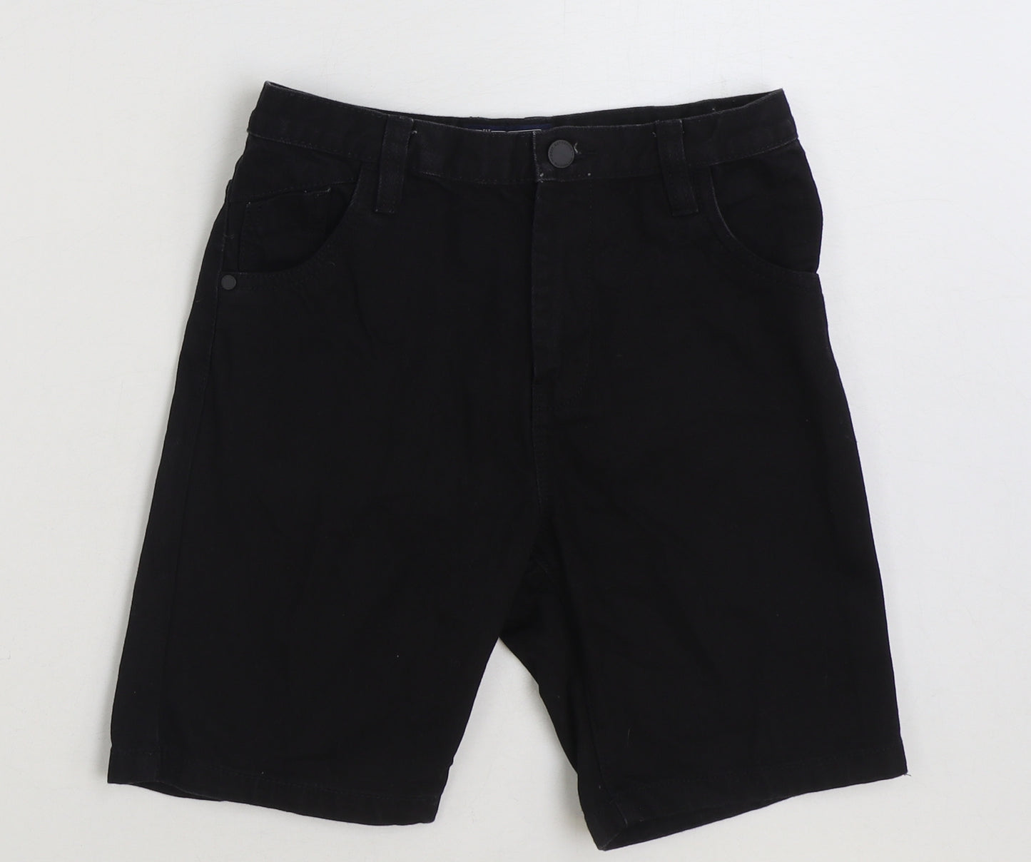 NEXT Boys Black Cotton Chino Shorts Size 10 Years Regular Zip