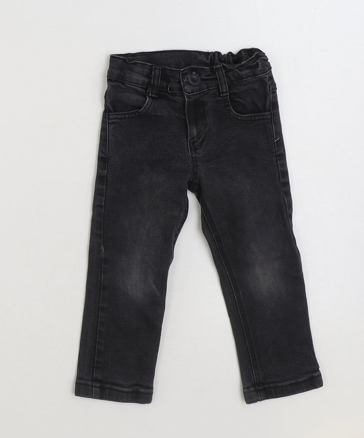 Weeny Boys Black Cotton Skinny Jeans Size 2 Years Regular Button